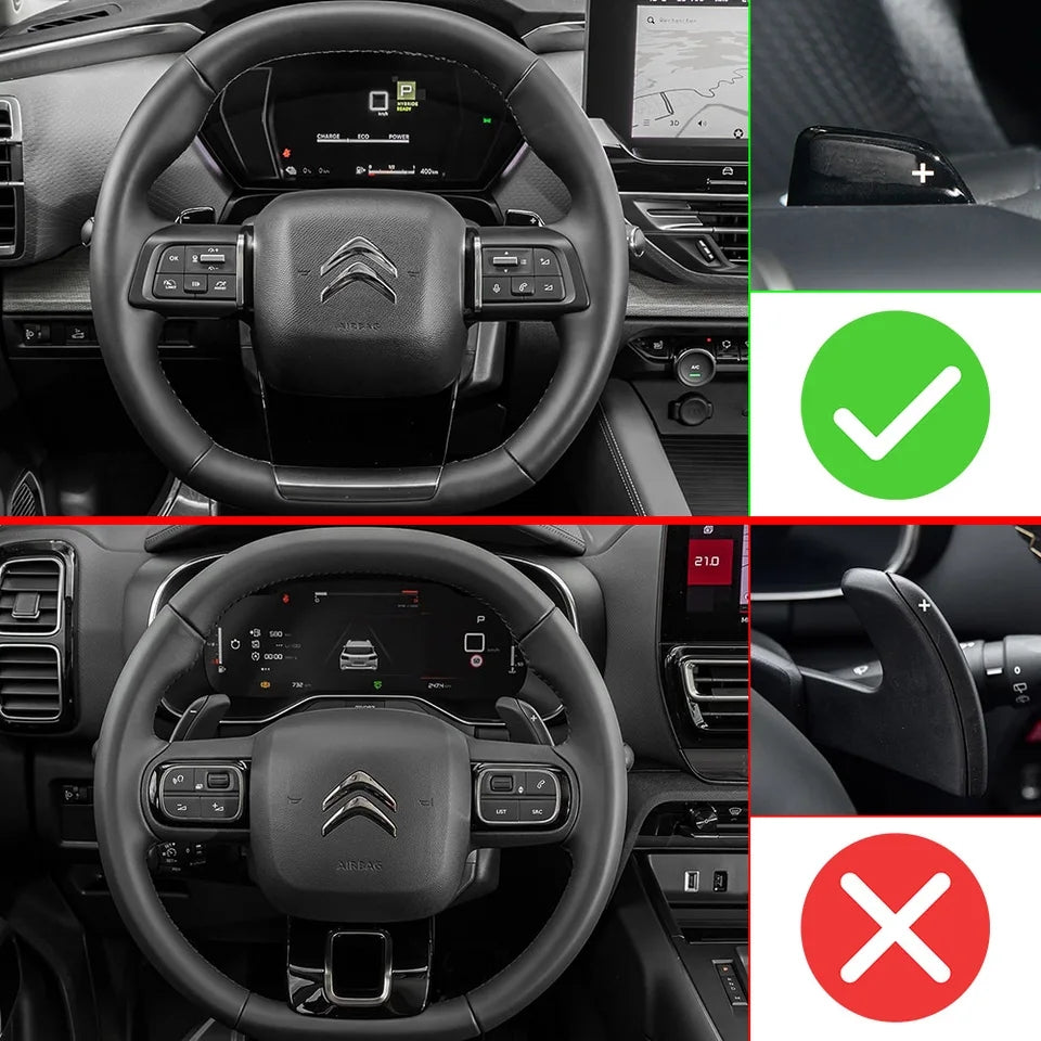 Aluminium Schaltwippen Verlängerungen Citroën C4, C5X und DS Automobiles DS3, DS4