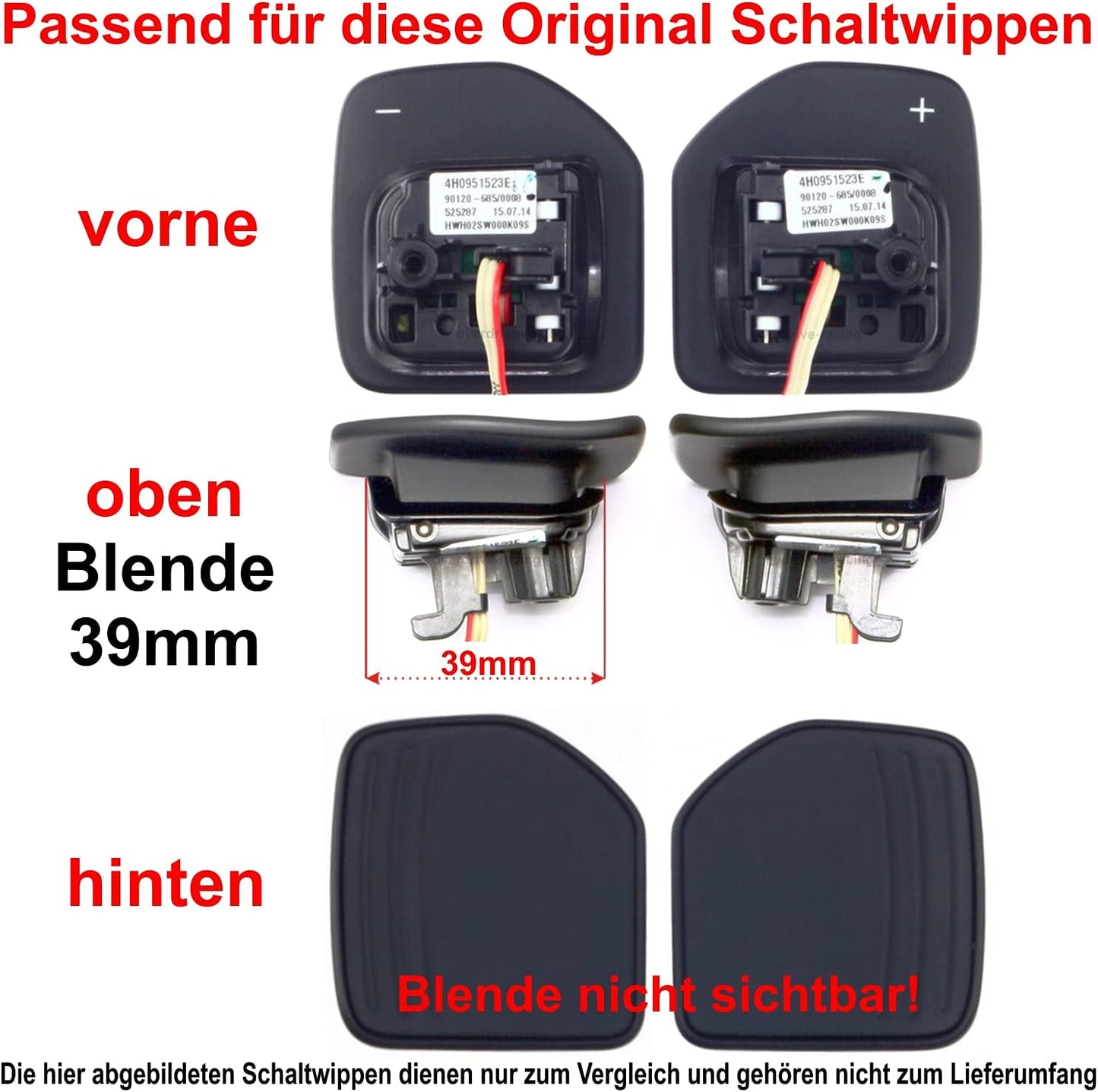 Aluminium Schaltwippen Verlängerungen Seat Leon Cupra, Exeo, Ibiza, Arona, Ateca, Alhambra- Outlet