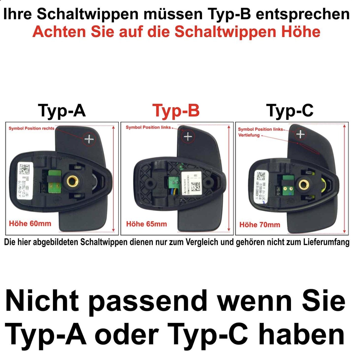 Aluminium Schaltwippen Verlängerungen Mercedes Modelle Typ B