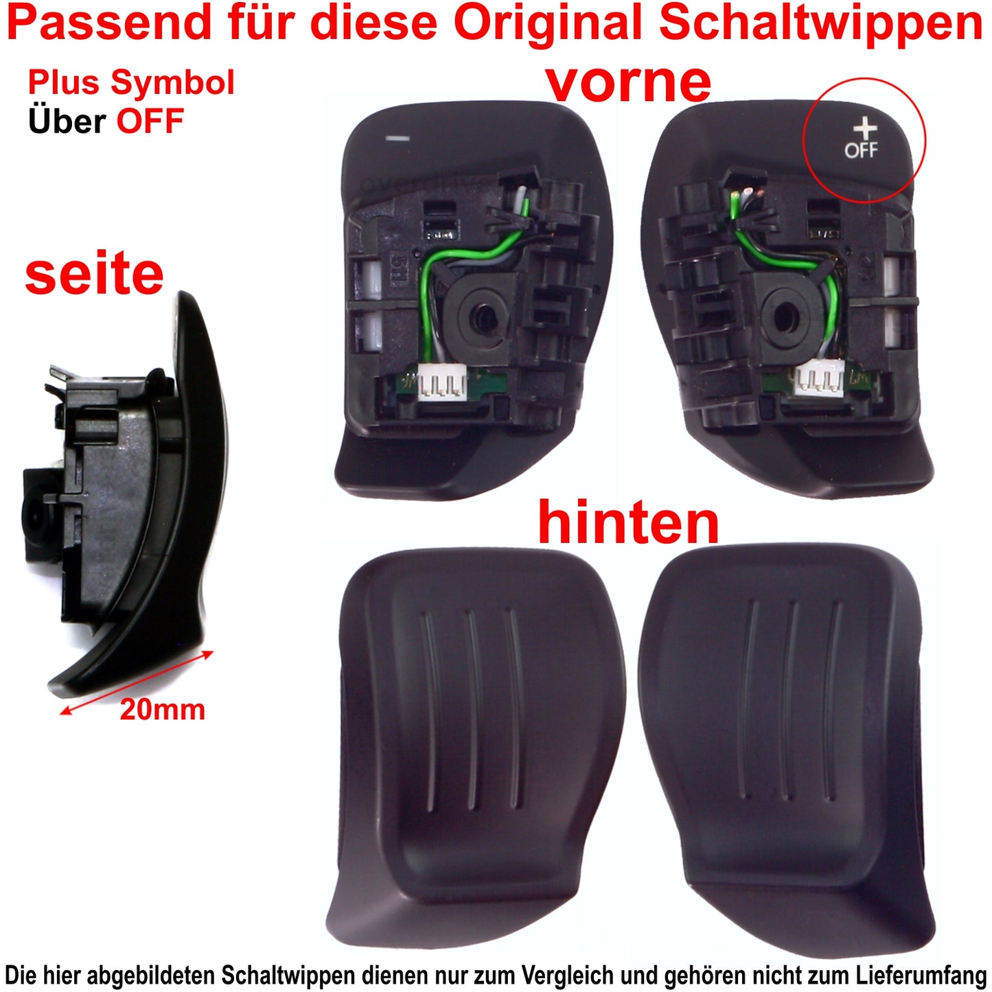 Aluminium Schaltwippen Verlängerungen VW Golf 5/6, Scirocco, Polo, Passat, Tiguan, Jetta, Touran, Amarok, uvm..