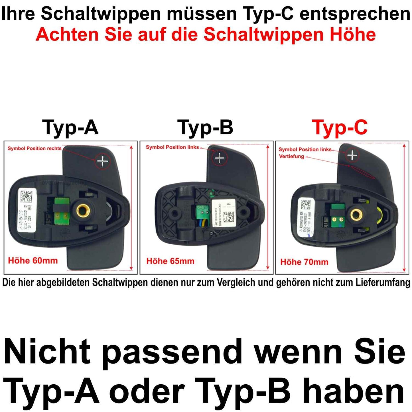 Kunststoff Schaltwippen Verlängerungen Mercedes Modelle Typ C