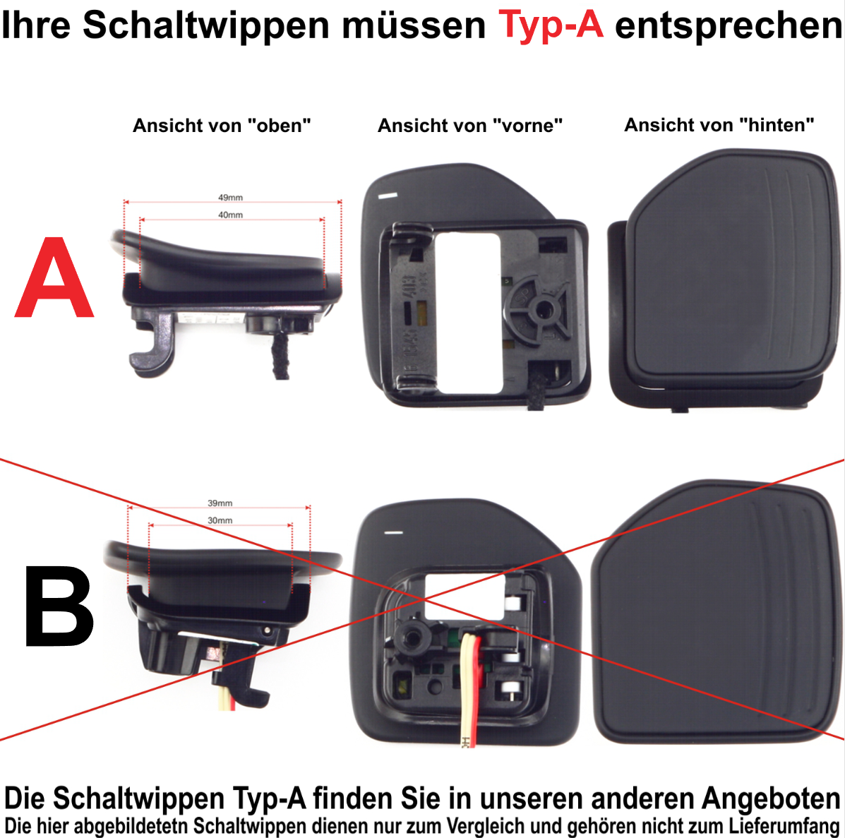 Echt Carbon Schaltwippen Verlängerungen Skoda Fabia II RS, Oktavia II RS, Superb II